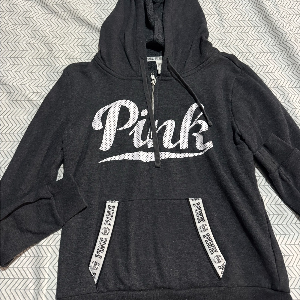 PINK Victoria's Secret Black Hoodie with White Accents